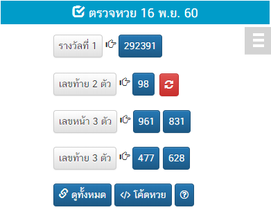 แสดงผลโค้ดตรวจหวยย่อ