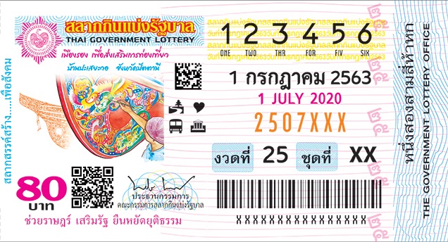 ตัวอย่างสลากกินแบ่งรัฐบาล งวดประจำวันที่ 16 กรกฎาคม 2563