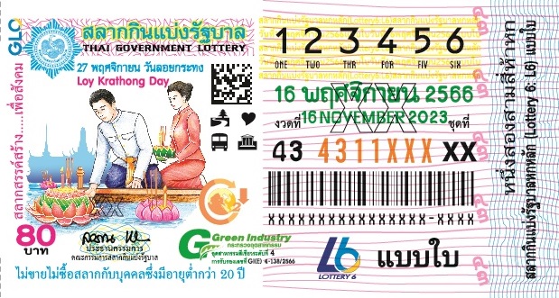 ตัวอย่างสลากกินแบ่งรัฐบาล หวยรัฐบาลไทย งวด 16 พ.ย. 2566