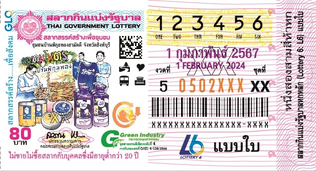 ตัวอย่างสลาก ใบปกลอตเตอรี่ 1 ก.พ. 2567