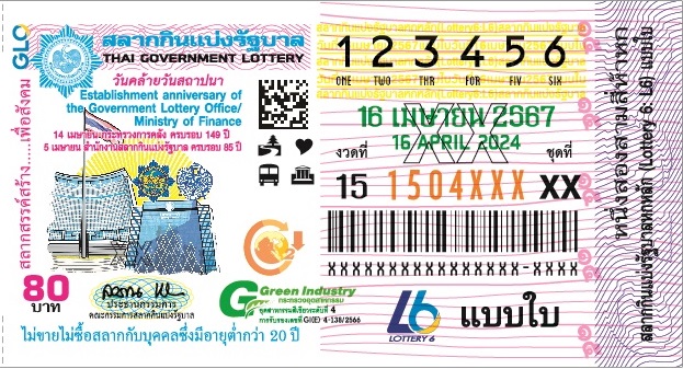 ตัวอย่างปกลอตเตอรี่ สลากกินแบ่งรัฐบาล งวด 16 เมษายน 2567