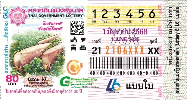 ตัวอย่างใบลอตเตอรี่ 1 มิถุนายน 2568